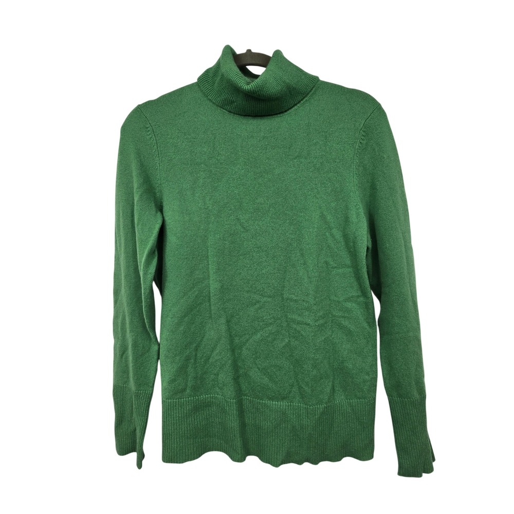 Victor Alfaro 100% Cashmere Turtleneck Sweater Womens M Green Knit Pullover Top